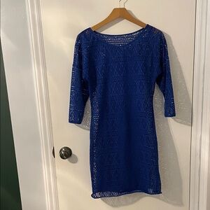 Express Royal Blue Crochet Sheath Dress - Women's
